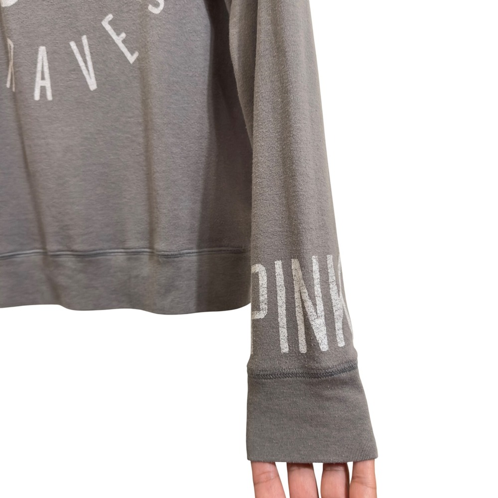 Rare PINK Victoria's Secret Atlanta Braves Lace Back Sweatshirt Grey XS ADSL - Picture 3 of 11